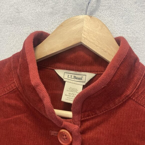 LL Bean Corduroy Jacket Womens Medium Petite PM Pockets Button Up Red Fall - Picture 8 of 16